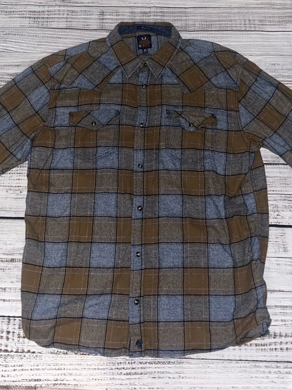 Moonshine Spirit Brad Paisley Western Plaid Flannel Pearl Snap Shirt XL